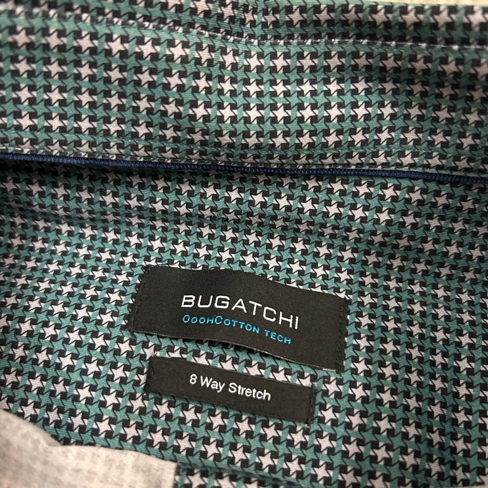 Bugatchi Button Down Ooohcotton Tech Xxl Teal Geo… - image 3